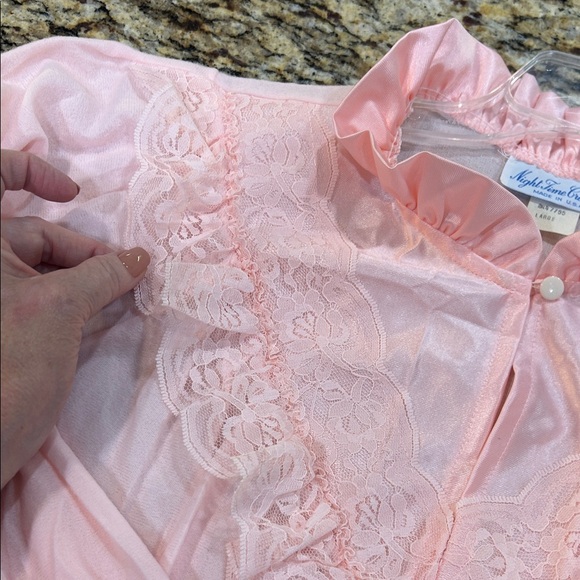 Vintage Night Time Creations Pink Ruffled Flannel Long Nightgown - Picture 7 of 15